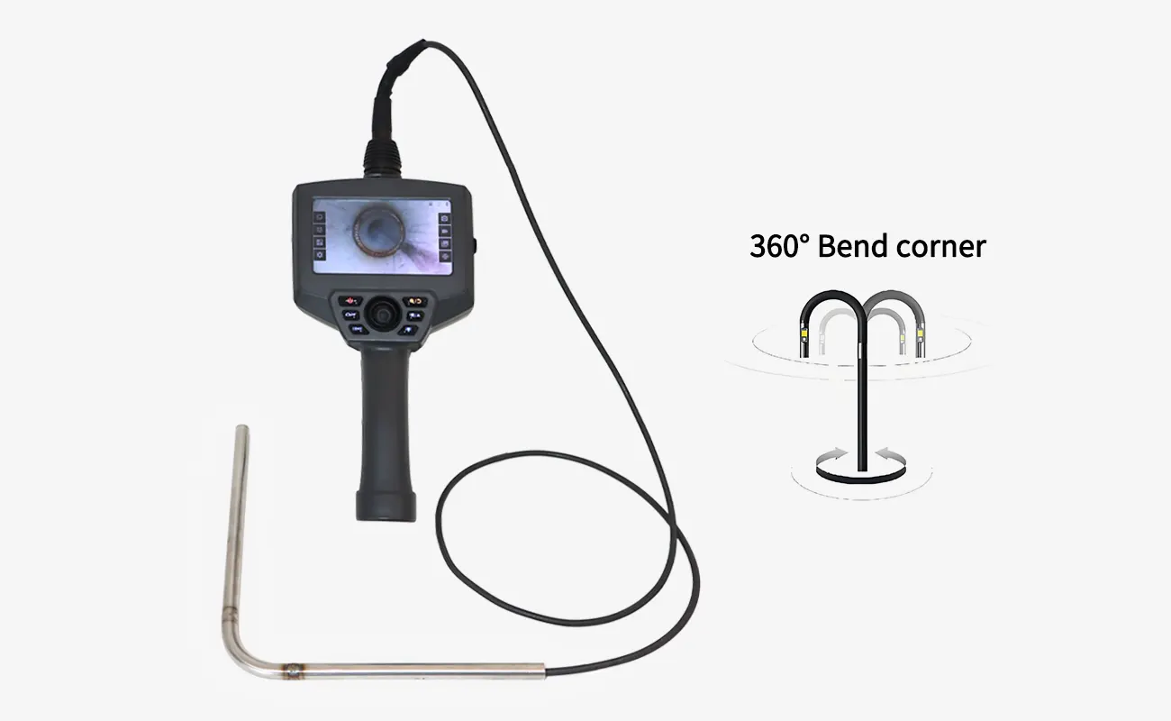 3.9mm Direct Sight Flexible Videoscope, 360° Articulating Borescope for Pipeline Inspection SPJL39D5