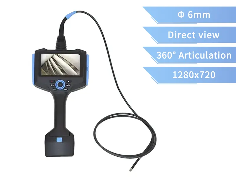 6mm Super Long 8m Probe Direct View 360 Degree Industrial Borescope Inspection Camera T2J60D-L